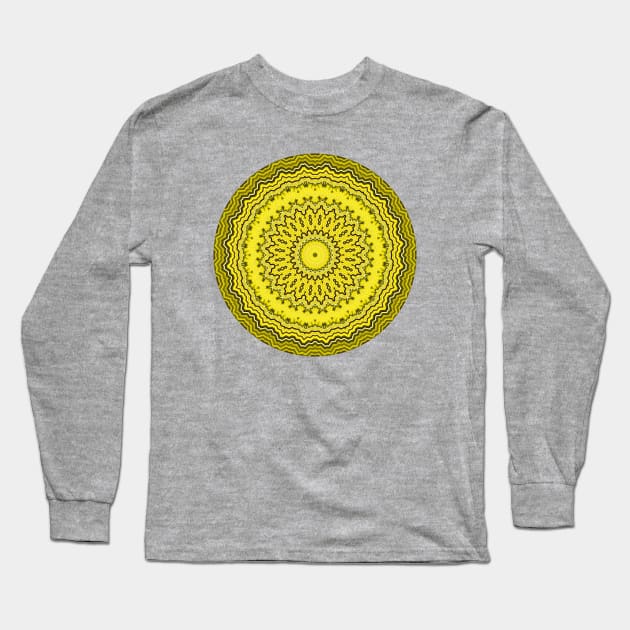 Round Yellow Solar Plexus Chakra Mandala Long Sleeve T-Shirt by KaSaPo